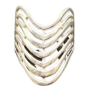 925 Sterling Silver Italy Wavy Design cage style V-Style Wide Ring Size 6.5-6.75